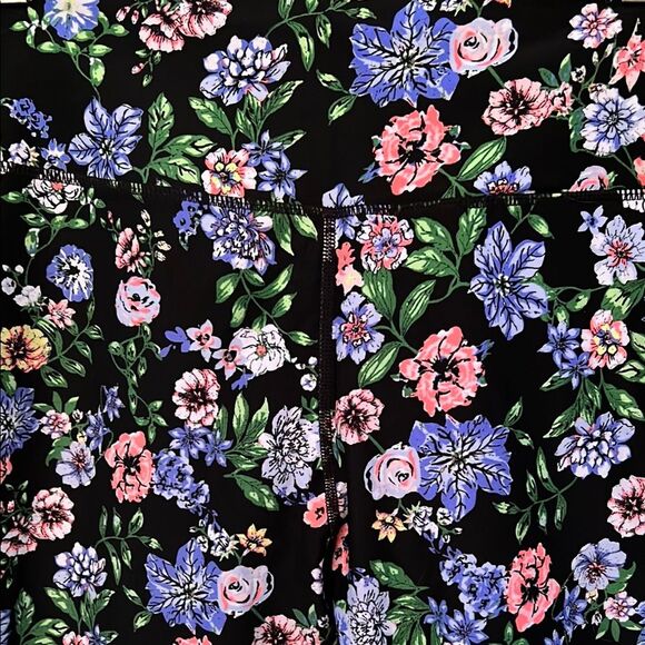 Calvin Klein Floral Mesh Stripe Black Blue Pink Leggings Large - Picture 3 of 10